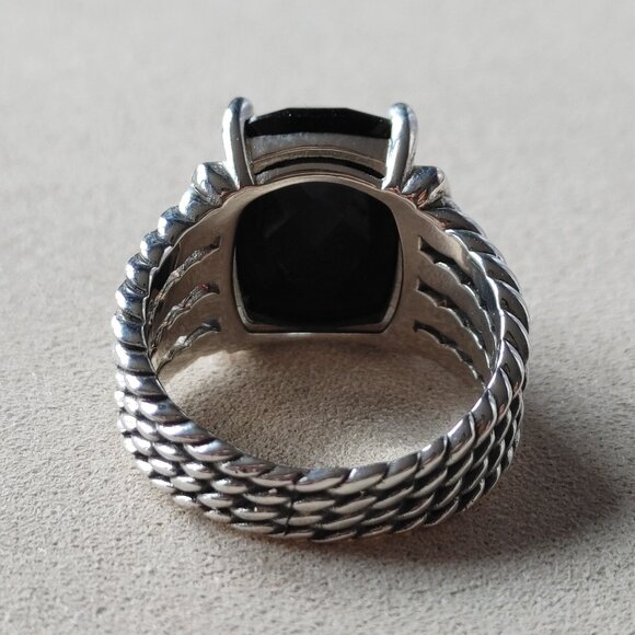 David Yurman "Wheaton" Ring Black Onyx & Diamond 925 Sterling Silver Size 9 - Picture 7 of 9